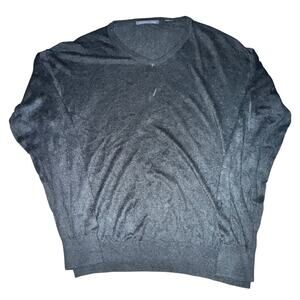 Northern Isles V Neck Sweater Men's Size XL Black Silk Cashmere Blend Pullover